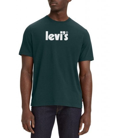 Men's Relaxed Fit Crewneck Poster Logo T-shirt Green $11.63 T-Shirts
