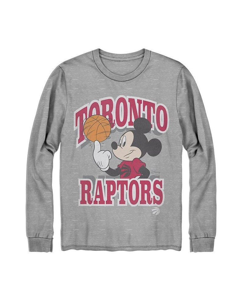 Men's Gray Toronto Raptors Disney Mickey Team Spirit Long Sleeve T-shirt $17.20 T-Shirts