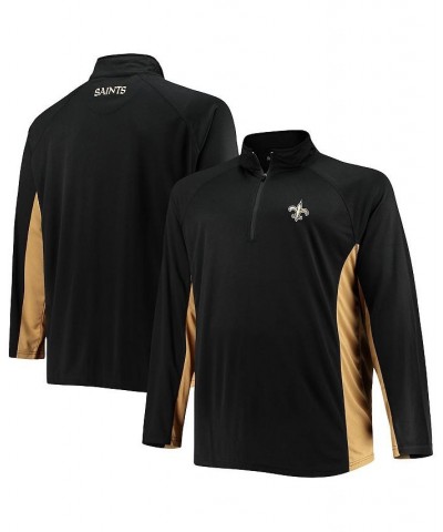 Men's Branded Black, Gold New Orleans Saints Big and Tall Polyester Quarter-Zip Raglan Jacket $35.74 Jackets