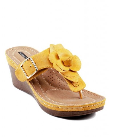 Women's Flora Wedge Sandal Yellow $34.50 Shoes