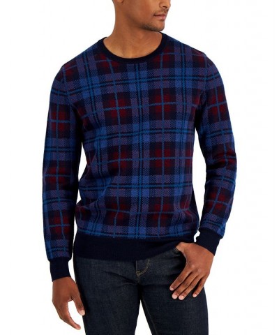 Men's Merino Plaid Sweater Blue $17.75 Sweaters