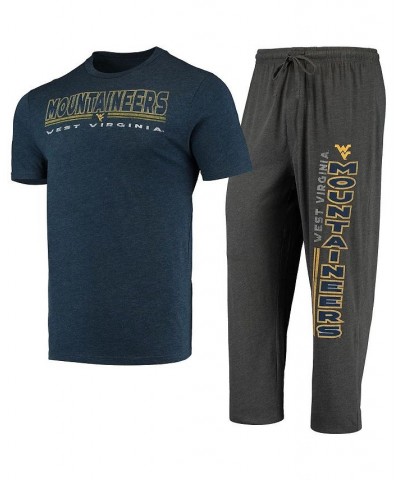 Men's Heathered Charcoal, Navy West Virginia Mountaineers Meter T-shirt and Pants Sleep Set $35.69 Pajama