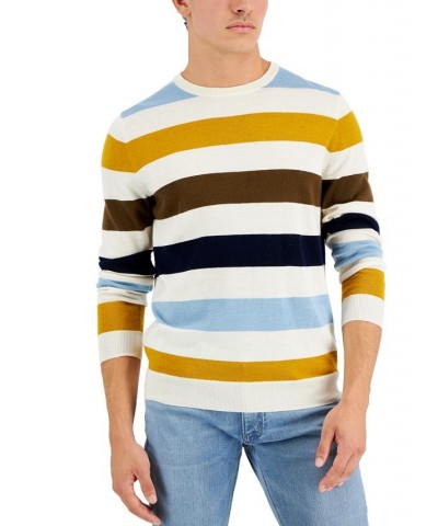 Men's Merino Stripe Sweater White $21.01 Sweaters