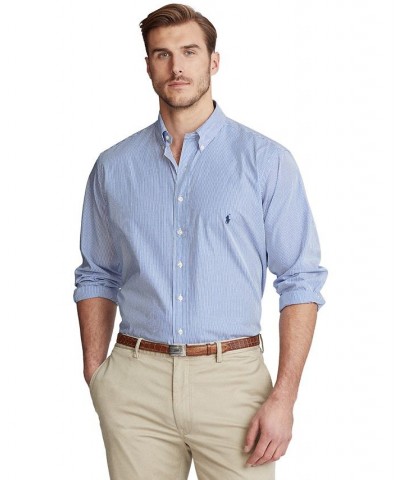 Men's Big & Tall Classic-Fit Poplin Shirt Blue/white Hairline Stripe $49.95 Shirts