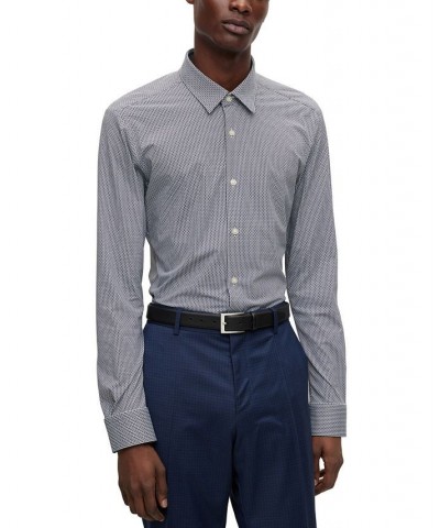 BOSS Men's Slim-Fit in Patterned Performance-Stretch Jersey Shirt Blue $47.89 Shirts