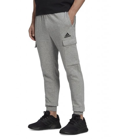Men's Essentials Regular Tapered-Fit Fleece Cargo Joggers Gray $23.77 Pants