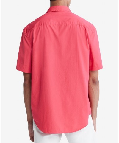 Men's Short-Sleeve Solid Pocket Button-Down Easy Shirt Pink $19.29 Shirts