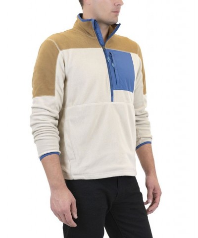 Men's Color Block Half Zip Fleece Cream,Thym $33.75 Sweaters