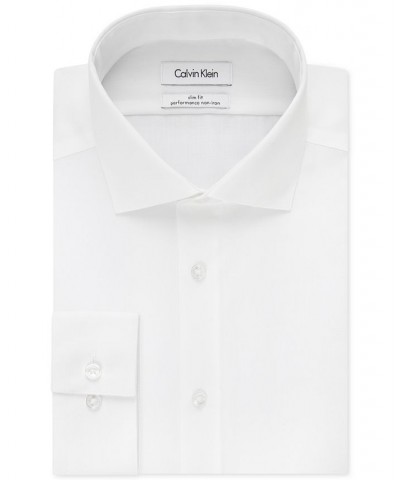 Men's Slim-Fit Non-Iron Performance Spread Collar Herringbone Dress Shirt White $22.89 Dress Shirts
