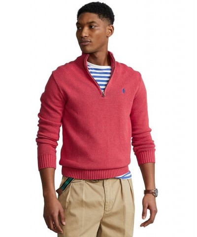 Cotton Quarter-zip Sweater Red $74.26 Sweaters