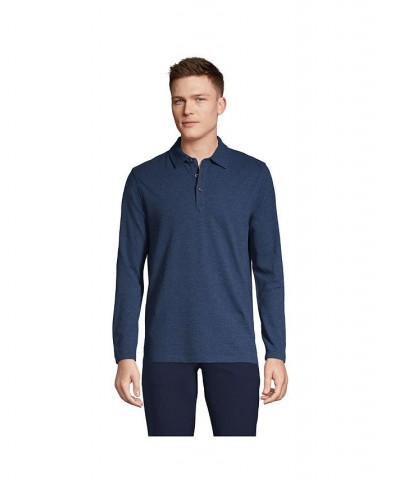 Men's Long Sleeve Coolmax Mesh Polo Blue $33.56 Polo Shirts