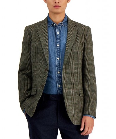 Men's Modern-Fit Plaid Tweed Sport Coat Green $39.68 Blazers