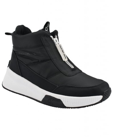 Women's Merina Slip-on Nylon Puffy Sneakers Black $27.27 Shoes
