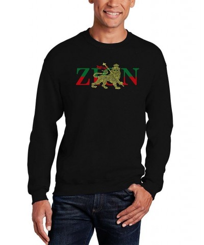 Men's Zion - One Love Word Art Crewneck Sweatshirt Black $29.49 Sweatshirt