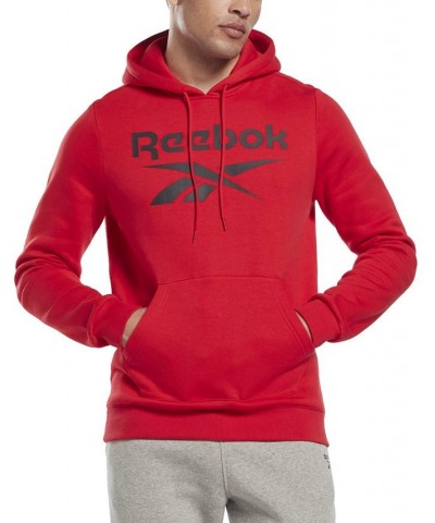 Men's Identity Classic-Fit Stacked Logo-Print Fleece Hoodie Red / Black $23.99 Sweatshirt