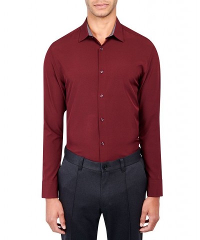Men's Slim-Fit Solid Performance Dress Shirt Red $16.53 Dress Shirts