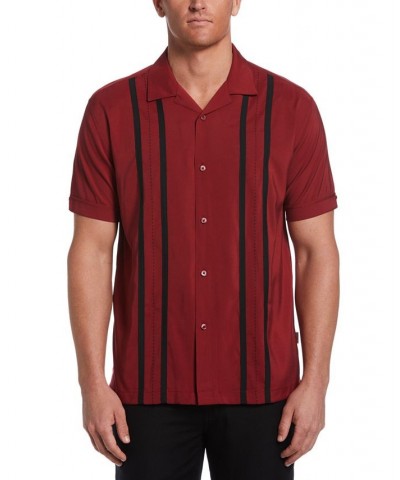 Men's Contrasting Panel Short-Sleeve Shirt Red $21.50 Shirts