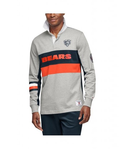 Men's Gray, Navy Chicago Bears Rugby Long Sleeve Polo $51.99 Polo Shirts