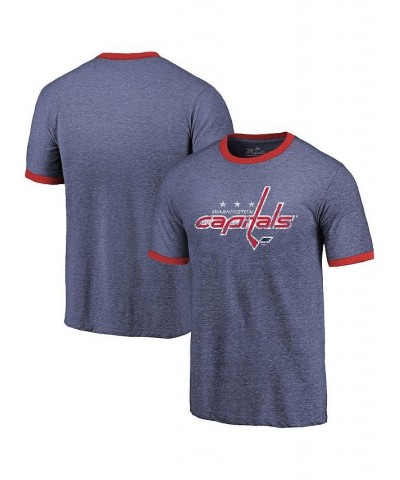 Men's Threads Heathered Navy Washington Capitals Ringer Contrast Tri-Blend T-shirt $27.92 T-Shirts