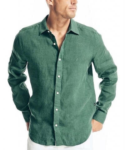 Men's Classic-Fit Long-Sleeve Button-Up Solid Linen Shirt PD07 $30.96 Shirts
