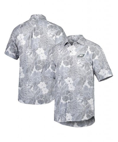 Men's Gray Philadelphia Eagles Coconut Point Playa Floral Camp IslandZone Button-Up Shirt $56.87 Shirts