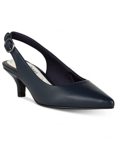 Faye Slingback Kitten-Heel Pumps Blue $38.50 Shoes
