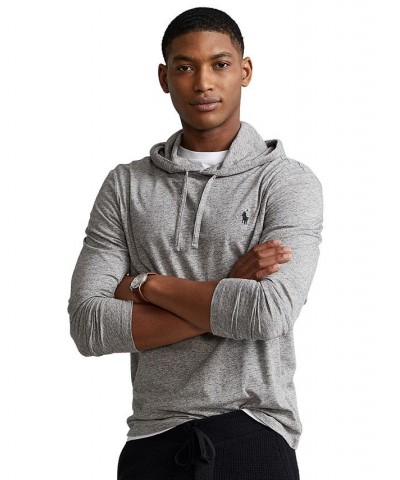 Men's Jersey Hooded T-Shirt Grey $35.78 Sweatshirt