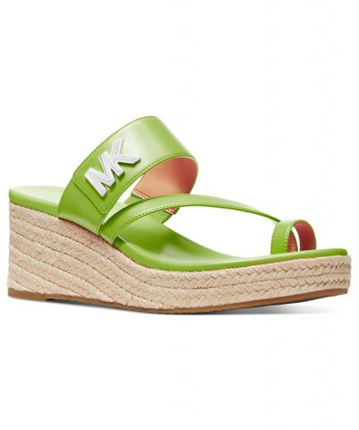 Women's Jilly Espadrille Platform Wedge Slide Sandals Green $54.74 Shoes