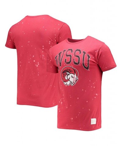 Men's Red Winston-Salem State Rams Bleach Splatter T-shirt $26.54 T-Shirts