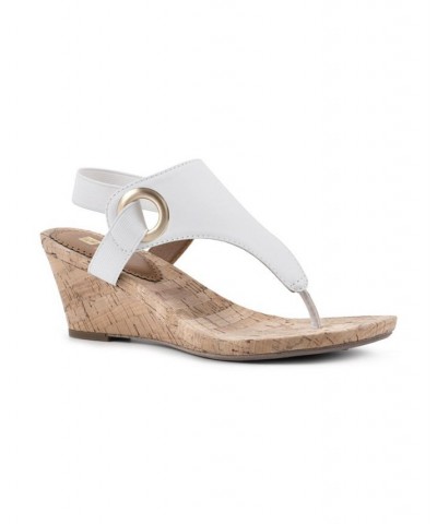 Aida Thong Wedge Sandals White $37.13 Shoes